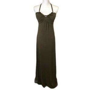 TOMMY BAHAMA Maxi Halter Dress Beaded Neckline XS